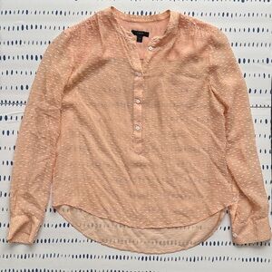 J. Crew Peach Silk Blend Dash Dot Popover Shirt